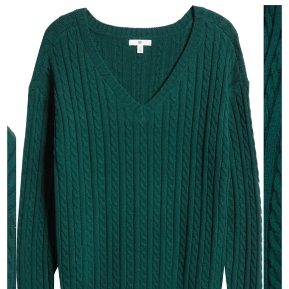 BP Cable Knit Green Cotton & Recycled Polyester Sweater L Large - Picture 4 of 14